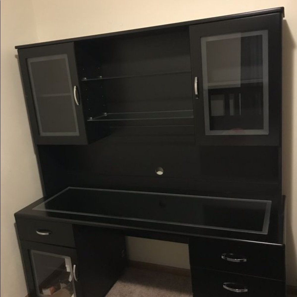 Black Wood/Glass Desk